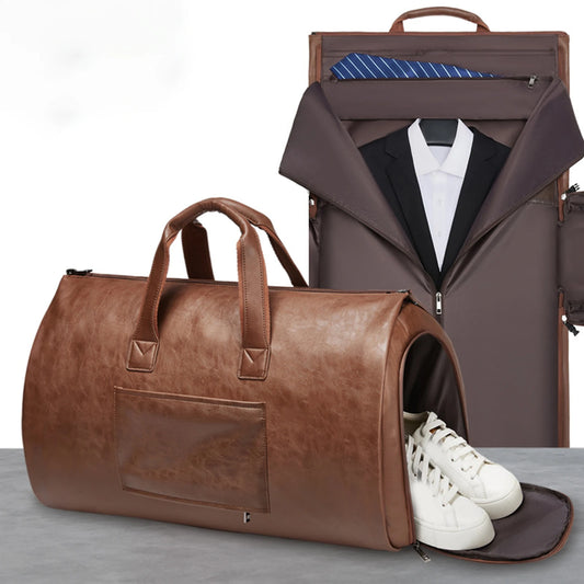 Leather Duffle Bag  with Shoes Compartments